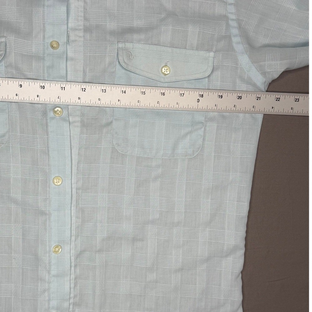 VTG Christian Dior Monsieur Powder Blue Long Sleeve Button Epaulets M Vintage - Picture 7 of 9
